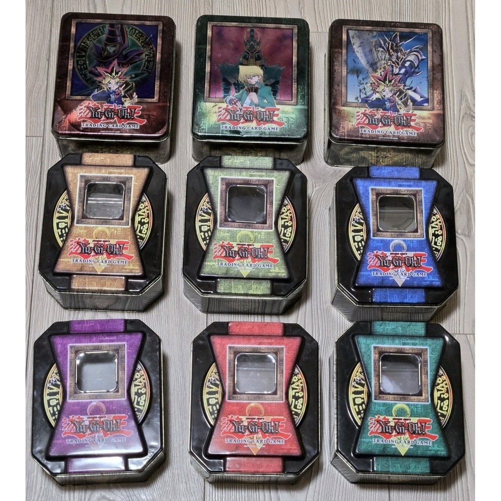 Yugioh Empty Tin Lot Of 9 - Trading Card Game TCG Vintage Rare Dark Magician